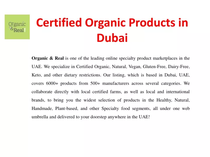 certified organic products in dubai