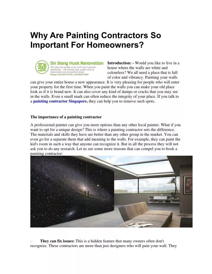 why are painting contractors so important