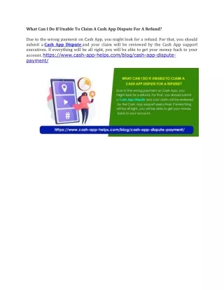 what can i do if unable to claim a cash