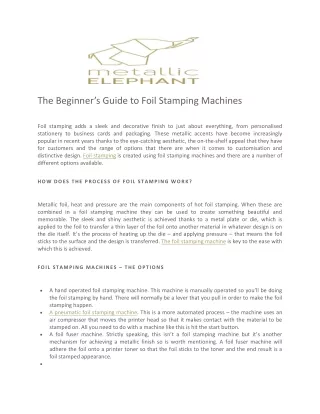 the beginner s guide to foil stamping machines