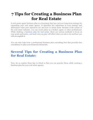 7 tips for creating a business plan for real
