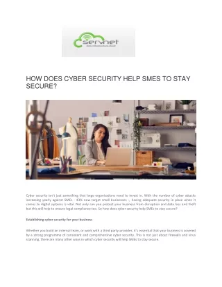 how does cyber security help smes to stay secure