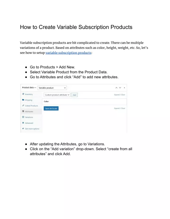 how to create variable subscription products