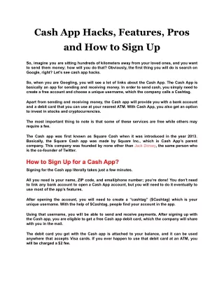 cash app hacks features pros and how to sign up