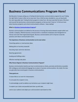 business communications program here
