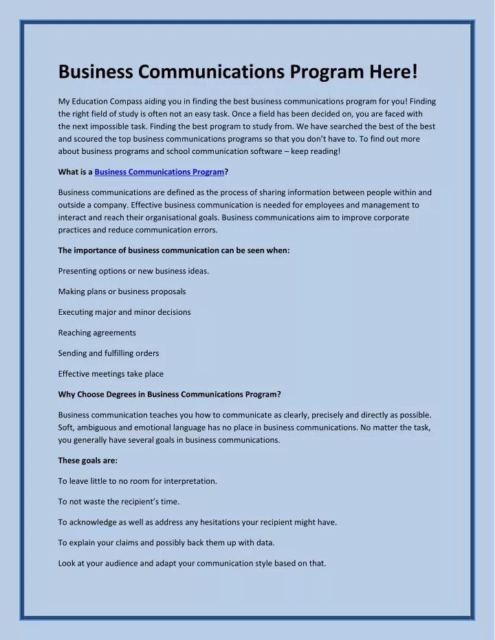 business communications program here