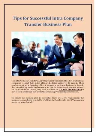 Tips for Successful Intra Company Transfer Business Plan