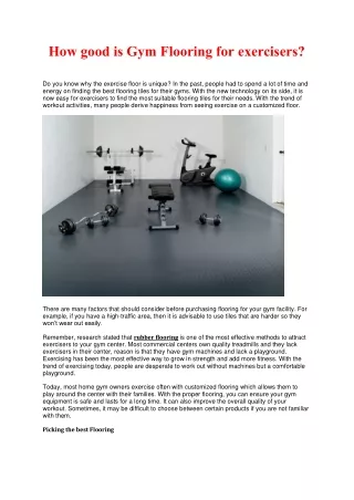 how good is gym flooring for exercisers