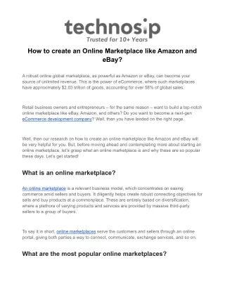 How to create an Online Marketplace like Amazon and eBay_