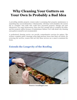 why cleaning your gutters on your own is probably