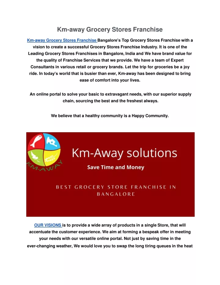km away grocery stores franchise km away grocery