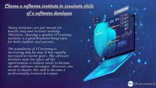 choose a software institute to inculcate skills