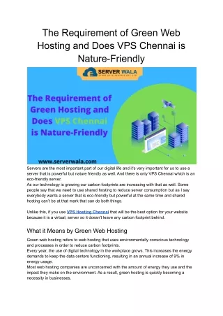 the requirement of green web hosting and does