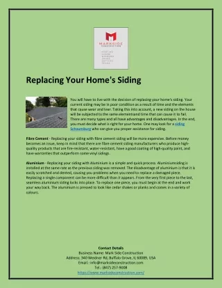 Replacing Your Home's Siding