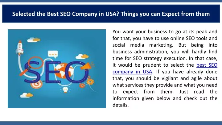 selected the best seo company in usa things