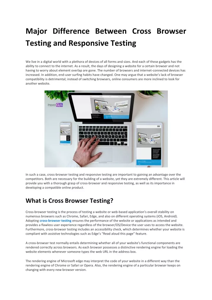 major difference between cross browser testing