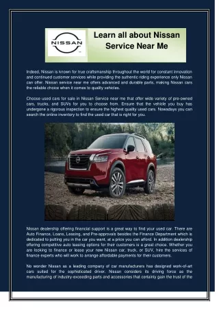 Learn all about Nissan Service Near Me
