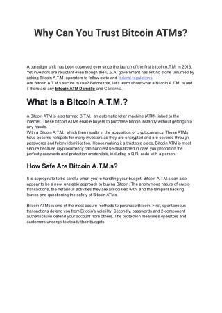 Why Can You Trust Bitcoin ATMs?