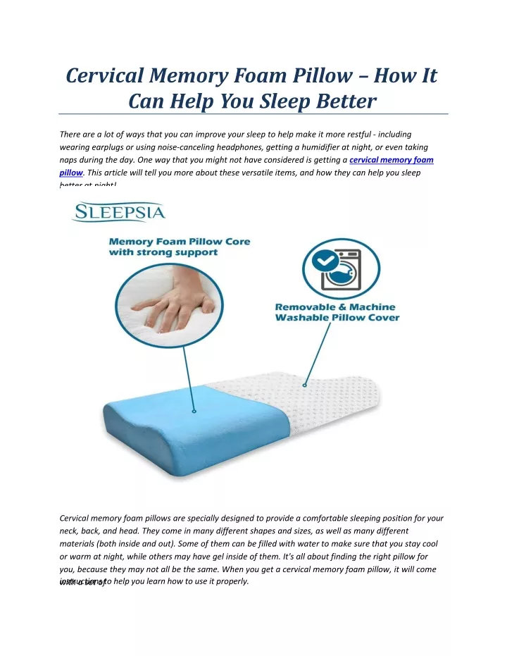 cervical memory foam pillow how it can help