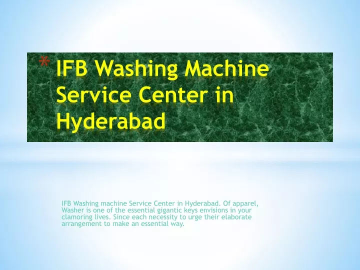 ifb washing machine service center in hyderabad