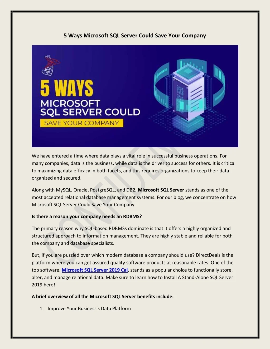 PPT - 5 Ways Microsoft SQL Server Could Save Your Company PowerPoint ...