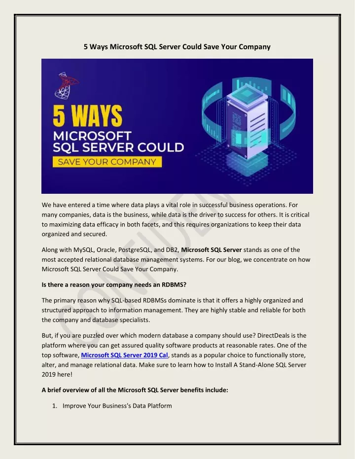 5 ways microsoft sql server could save your