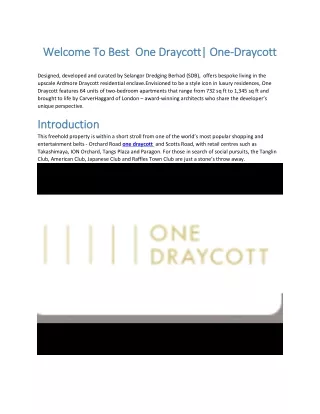 Welcome To Best  One Draycott One-Draycott