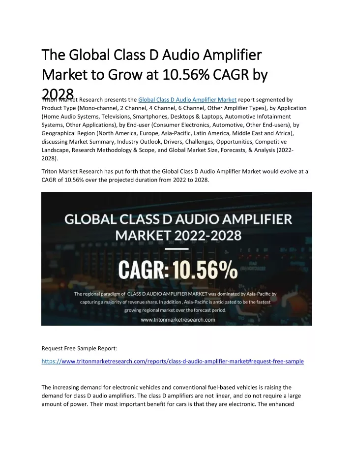 the global class d audio amplifier market to grow