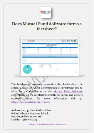 does mutual fund software forms a factsheet