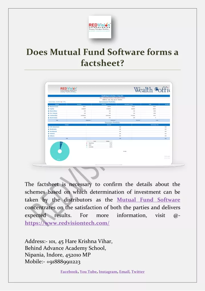 does mutual fund software forms a factsheet