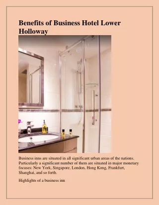 benefits of business hotel lower holloway