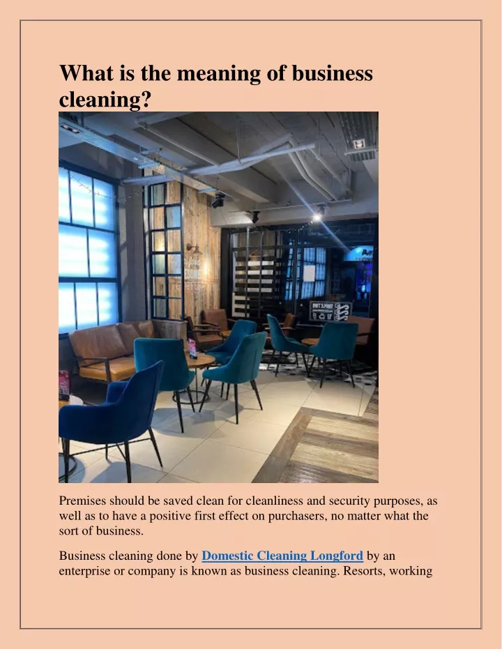 what is the meaning of business cleaning