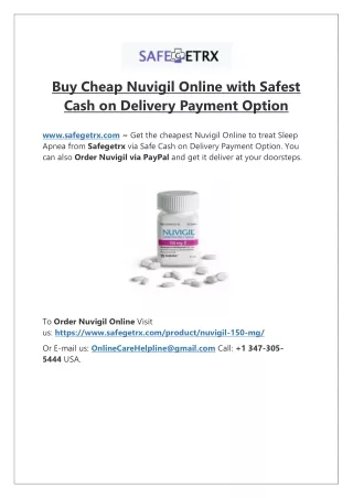 Buy Nuvigil Online with safest Cash on Delivery