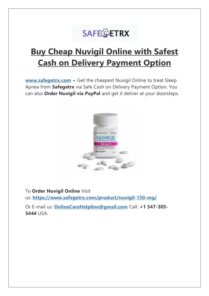 buy cheap nuvigil online with safest cash