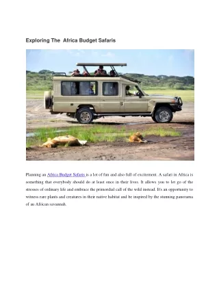 Exploring The  Africa Budget Safaris