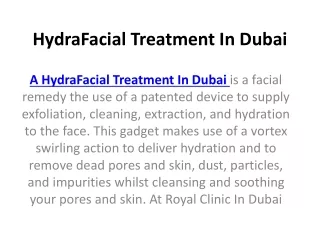 HydraFacial Treatment In Dubai