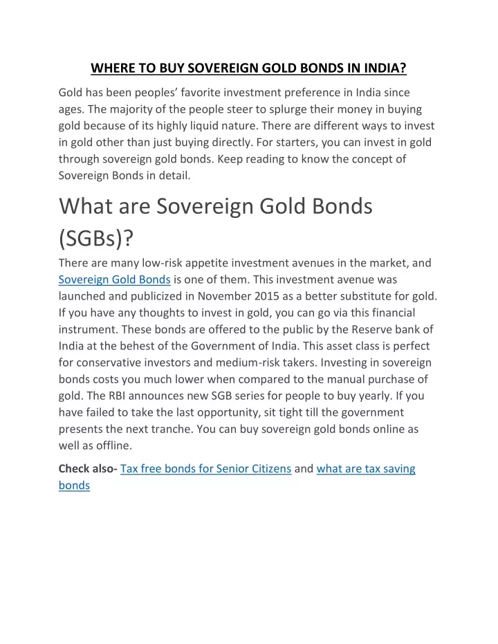 where to buy sovereign gold bonds in india