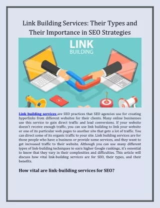 Link Building Services Their Types and Their importance in SEO Strategies