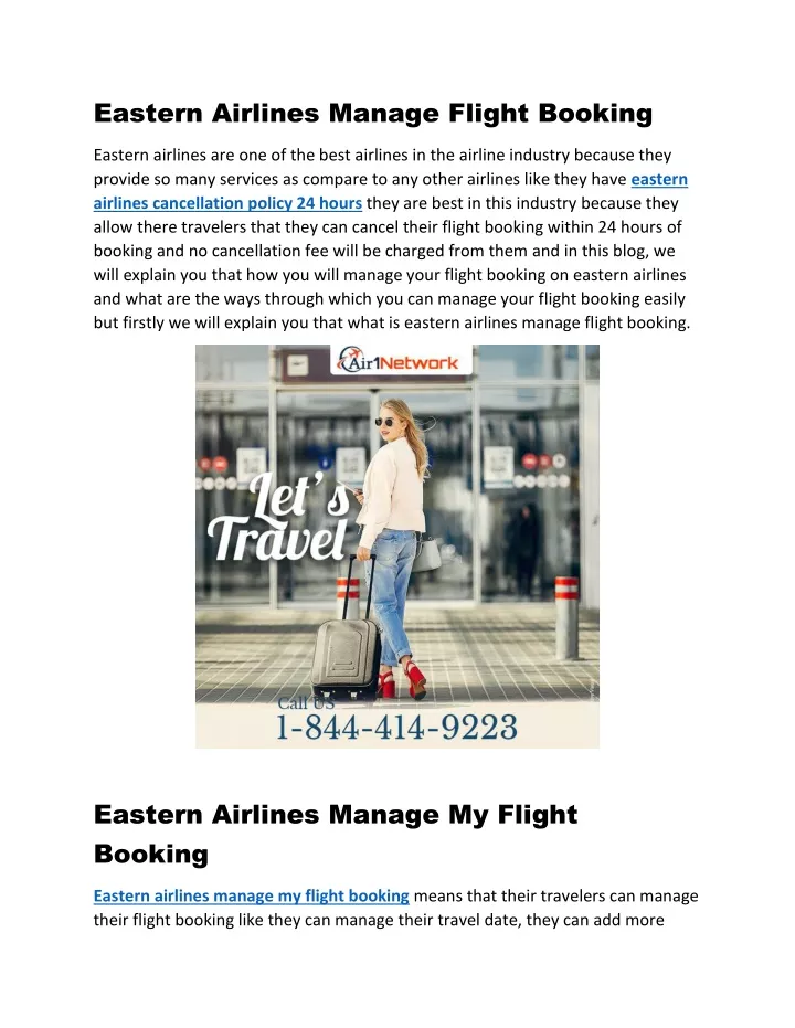 eastern airlines manage flight booking