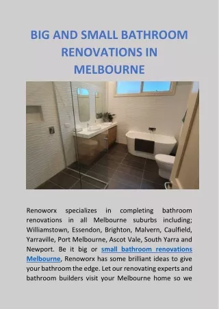 BIG AND SMALL BATHROOM RENOVATIONS MELBOURNE