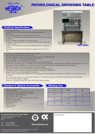 PATHOLOGICAL GROSSING TABLE wgt-2020a with camera