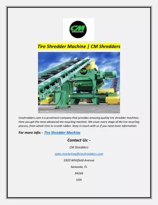 tire shredder machine cm shredders