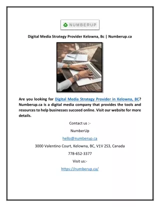 Digital Media Strategy Provider Kelowna, Bc | Numberup.ca