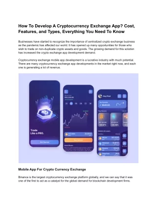 How To Develop Cryptocurrency Exchange App Cost, Features, and Types