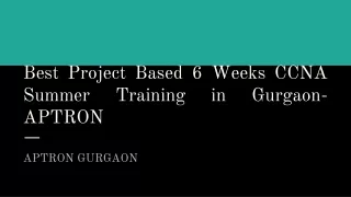 6 Weeks CCNA Summer Training In Gurgaon- APTRON