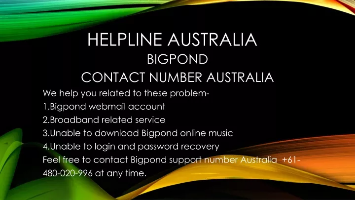 helpline australia bigpond contact number