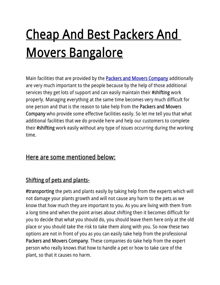 cheap and best packers and movers bangalore