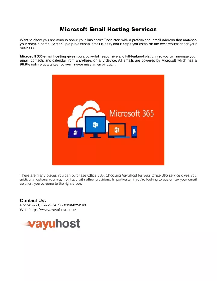 microsoft email hosting services