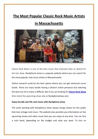 The Most Popular Classic Rock Music Artists in Massachusetts