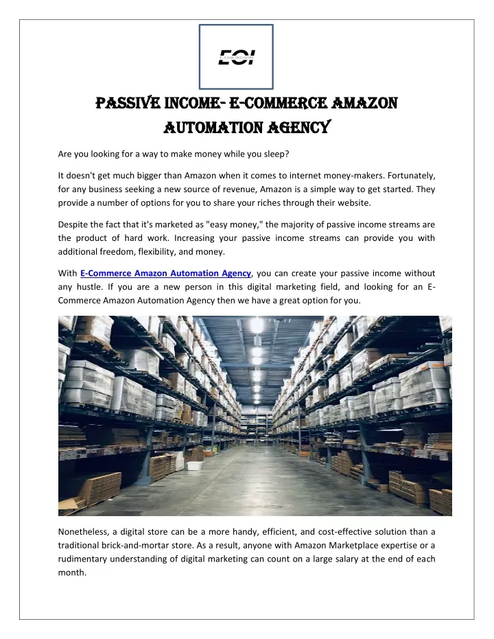 passive income passive income e e commerce amazon